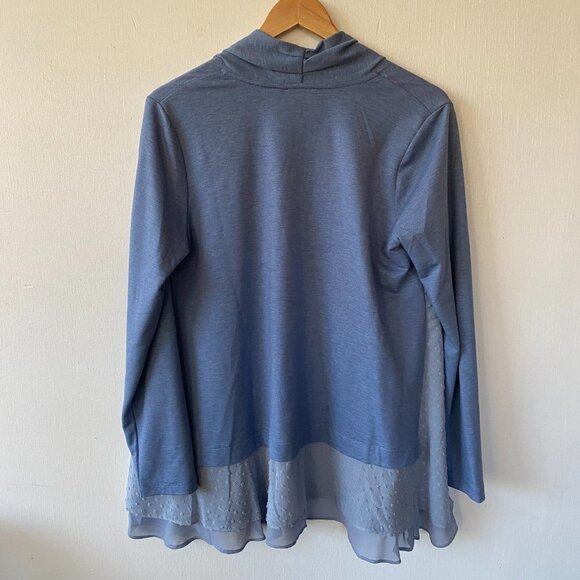 Logo Lounge Lori Goldstein Cardigan Womens Small Blue Open Front Mixed Material - Picture 8 of 9